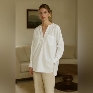 Theory Long Sleeve Cotton Blouse Size M